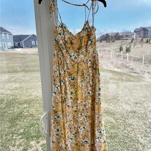 Yellow Floral Summer Maxi Dress - Women